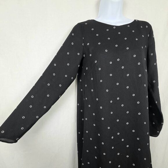 H&M Black Polka Dot Long Sleeve Shift Dress Sz 4 - Picture 3 of 9
